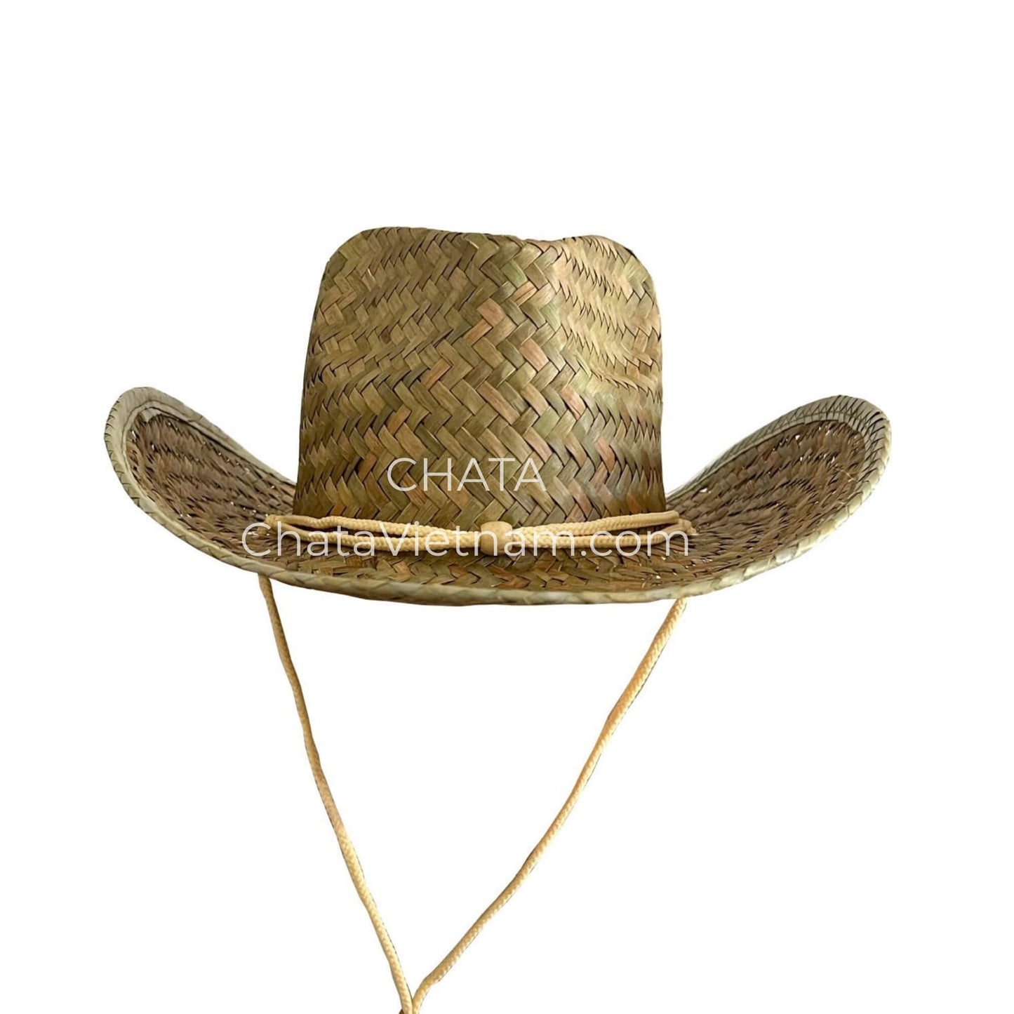 Summer Cowboy Hat Handwoven Natural Straw C393